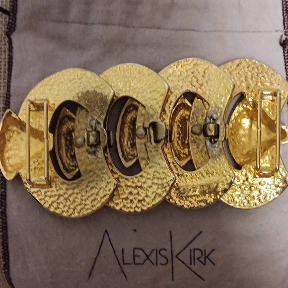 Alexis Kirk Vintage Gold Tone Belt Buckle With 2 Straps Vintage Alexis Kirk Silver and Gold Tone 2 Piece Belt Buckle  main image 3